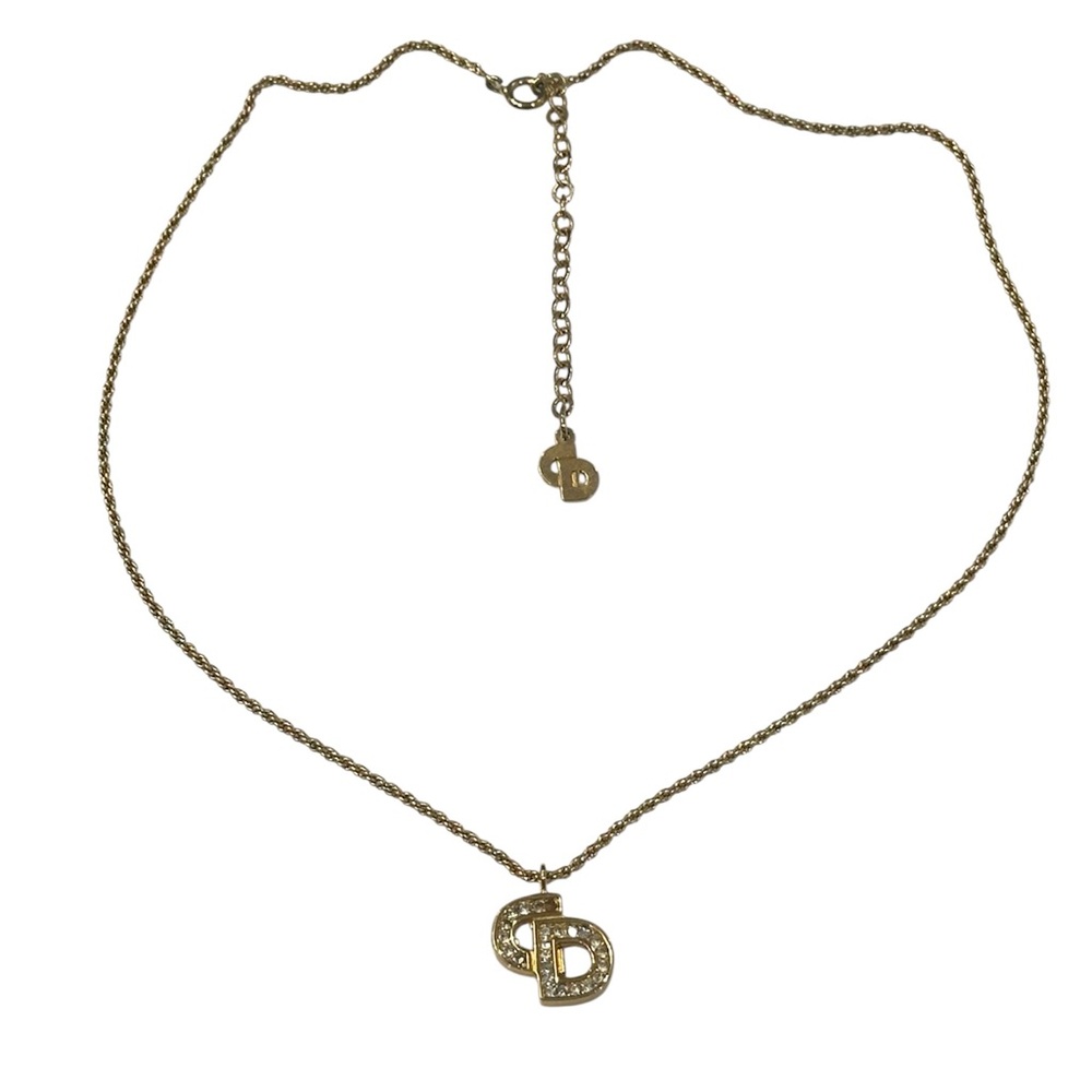 Christian Dior Vintage Crystal CD Necklace